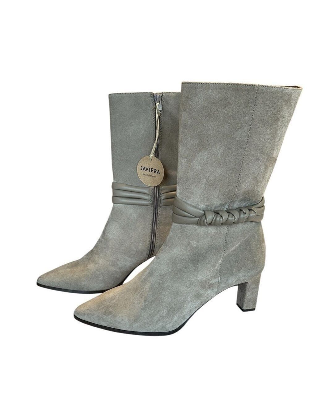 Javiera New NWT Leather Suede Heeled Calf Height Boots Eu. 40/9 Runs small Taupe